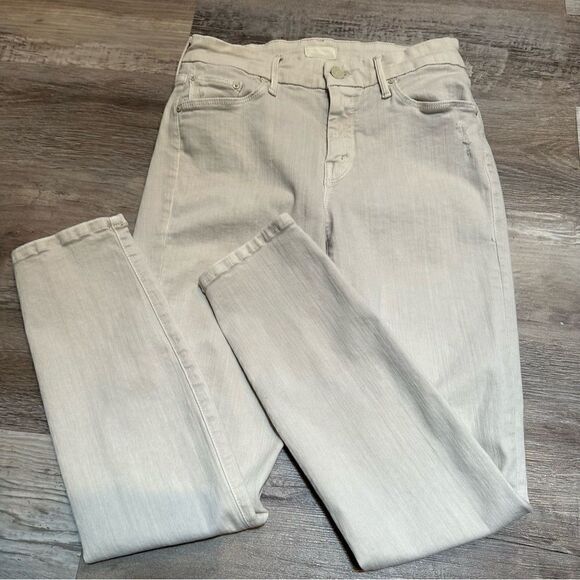 MOTHER Jeans Women’s Size 25 The Looker Crop Ivory Distressed Neutral Minimalist - Picture 5 of 12